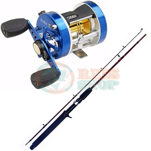 Kit Carretilha Perfil Alto Caster 400 Marine Sports + Vara