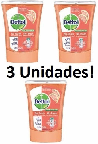 Sabonete Dettol No Touch Refil Liquido 250ml 3 Unids Laranja