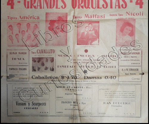 Imagen 3 de 3 de Afiche Antiguo De Tango En Berretta Ronda De Ases De. 21019