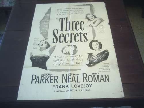 Poster Original Three Secrets Tres Secretos Patricia Neal 50