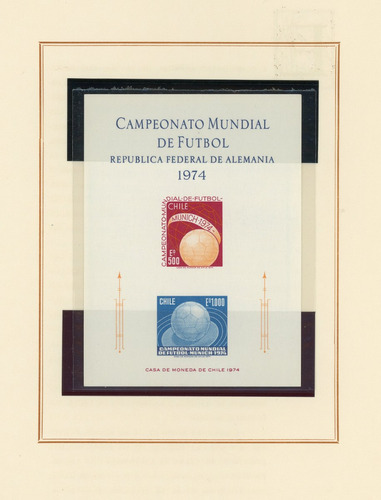 Block Souvenir De Chile Nº 27. Camp. Mundial De Fútbol 1974.