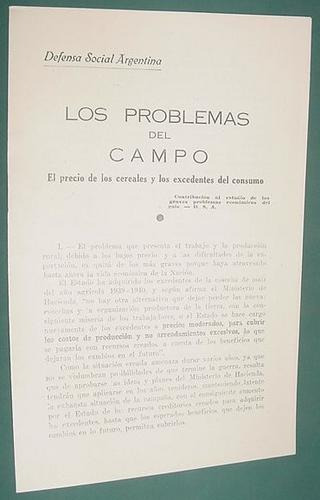 Defensa Social Argentina - Problemas Del Campo / Cereal 1940