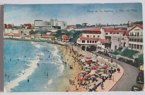 Postal Playa De Los Ingleses Mar Del Plata Casa Rey 535 1944