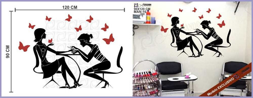 Imagem 2 de 2 de Adesivo Parede Manicure Unhas E Borboletas Oferta Limitada