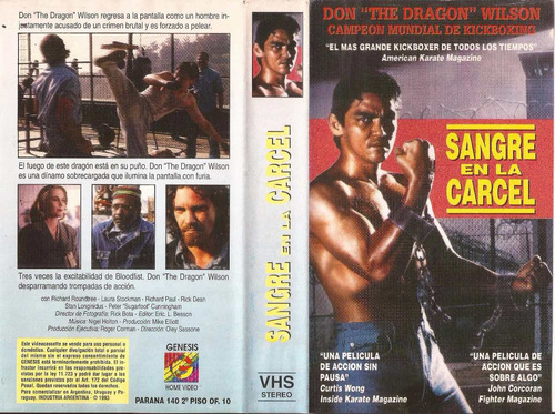 Sangre En La Carcel Vhs Don The Dragon Wilson Bloodfist Iii