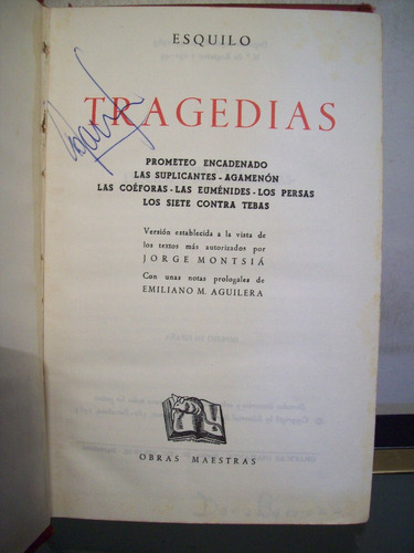 Adp Tragedias Esquilo / Obras Mestras 1963 Barcelona