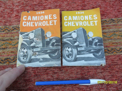 Antiguo Folleto Publicitario Camiones Chevrolet 1934