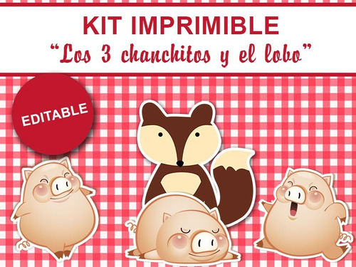 Kit Imprimible Los Tres 3 Chanchitos Para Nena Candybar Deco