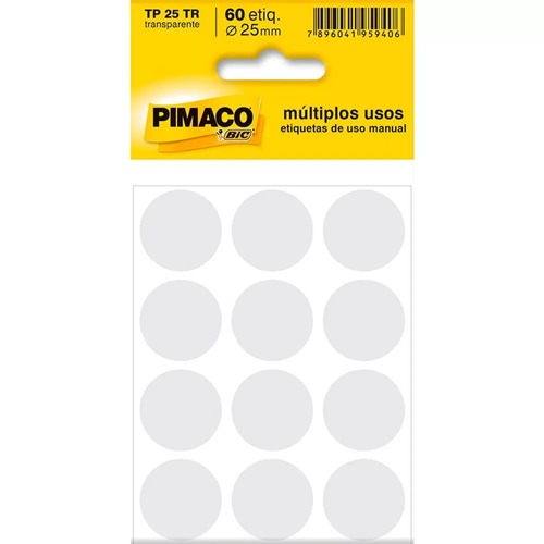 Etiquetas Pimaco Tp 25 Transparente (5 Folhas 60 Etiquetas)