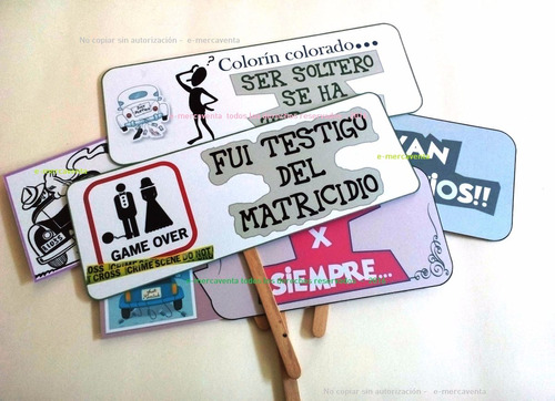 Carteles Habladores Props - Fiesta Boda Matrimonio Hora Loca