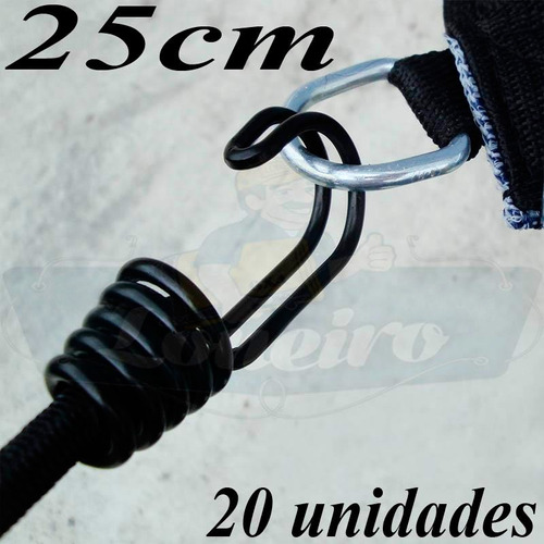 20 Extensor Latex 25cm Gancho Duplo Fixação Lona Lonil Capa