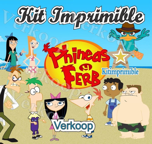 Kit Imprimible Phineas And Ferb + Candy Bar Souvenirs Fiesta