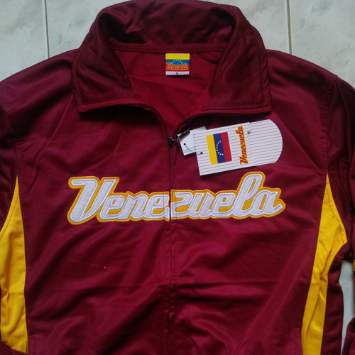 Sweter Chaqueta De Béisbol De Venezuela Color Vinotinto