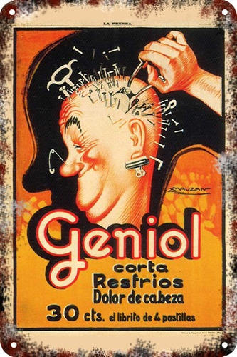 Carteles Antiguos De Chapa 20x30cm Publicidad Geniol Va-002