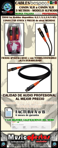 Imagen 3 de 4 de Cable Bespeco Canon Canon 3 Mts Xlr Microfono Marca Italiana
