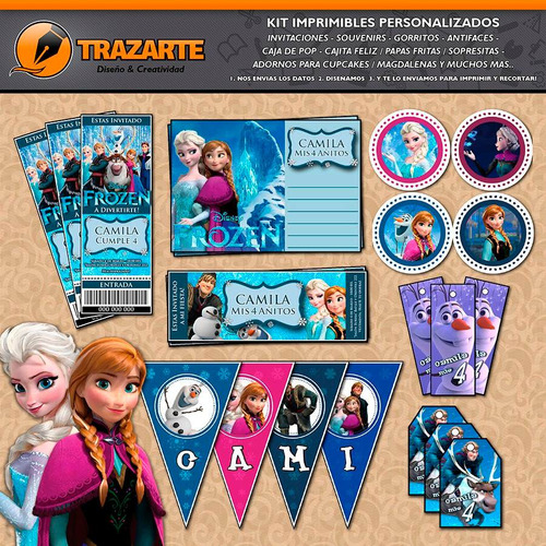 Kit Imprimible Frozen Personalizado Candy Bar Trazarte