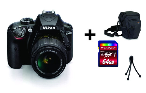 Câmera Nikon D3400 Kit 18-55mm + Cartão 64gb + Bolsa + Tripé
