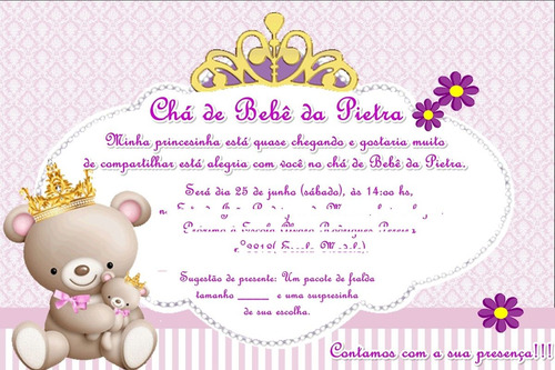 360 Convites Personalizados Chá De Bebê Ou Fraldas