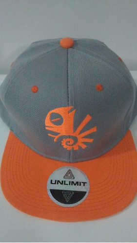 Boné Laranja Com Cinza Unlimit Slacker Aba Reta Snapback Top