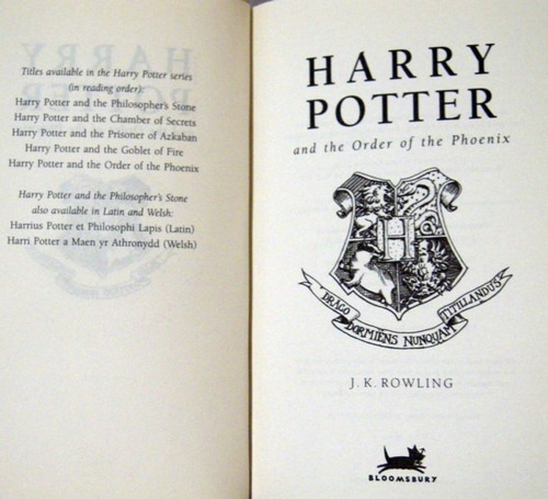 Harry Potter And The Order Of The Phoenix 1° Edicion Ingles 