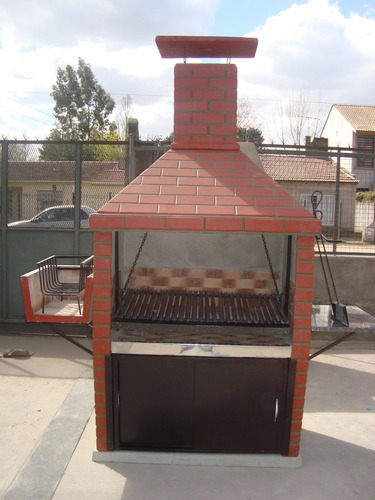 Parrilla Ladrillos Con Mesada Fogon Exterior, Puertas Y Luz!