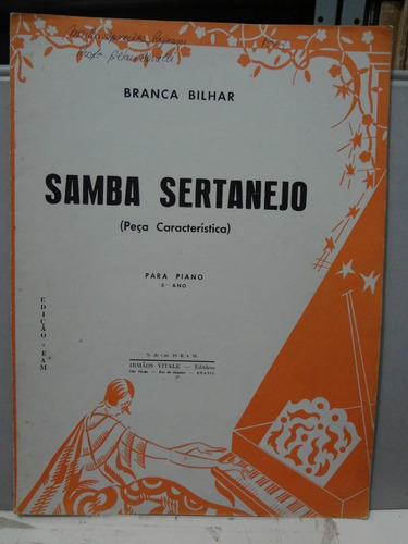 Partitura Piano Samba Sertanejo  Branca Bilhar  5º Ano