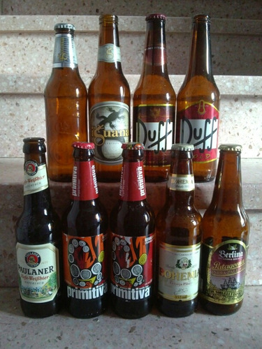 Colección De 9 Porrones Botellas De Cerveza Vacías