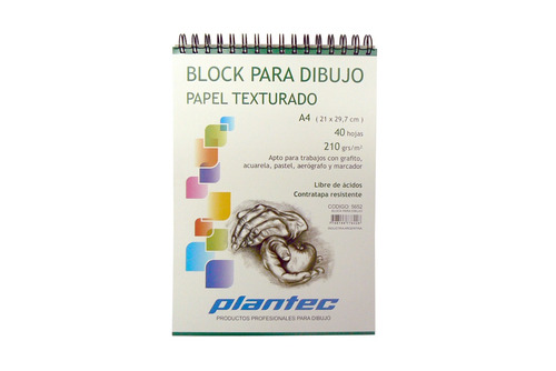 Block Boceto 210g A4 Plantec 40 Hojas Espiralado