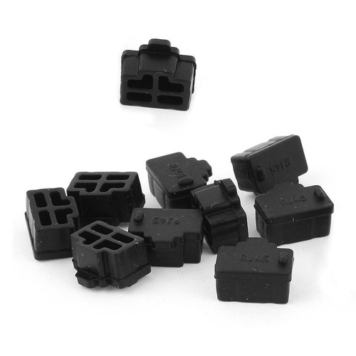 50 Unidades Tampas Rj45 Silicone Anti Poeira Cor Preta Nfe