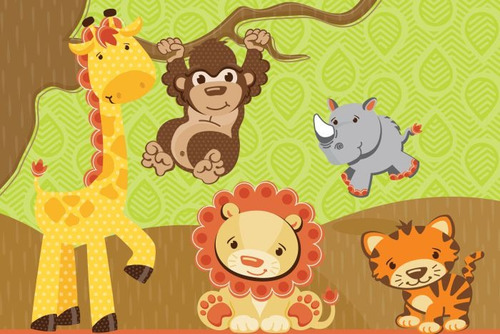 Painel Decorativo Festa Infantil Safari Zoo Animais (mod5)