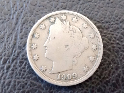 Moneda Estados Unidos 5 Centavos 1909 Barber  (x326