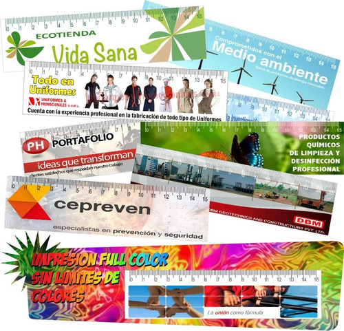 50 Reglas De Cartulina Full Color Publicitarias X 20 Cm