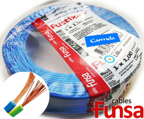 Cable Eléctrico Color Azul Multifilar 1mm Rollo 100m Funsa!
