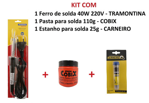 Kit Com Ferro De Solda + Pasta + Estanho