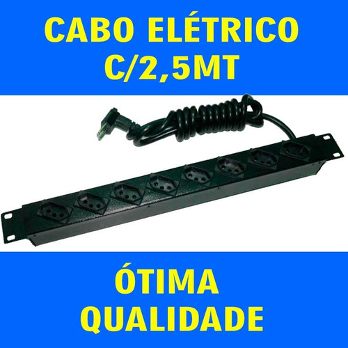 Imagem 3 de 7 de Regua De Tomadas P/rack Telecom 19 8 Tomadas 10a Cabo 2,5mt
