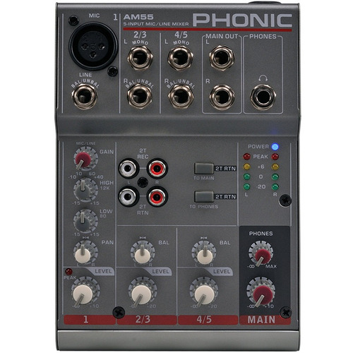 Mesa De Som Profissional 5 Canais Phonic Am 55 Mixer