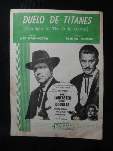 Partitura Duelo De Titanes Pelicula Kirk Douglas Burt Lancas