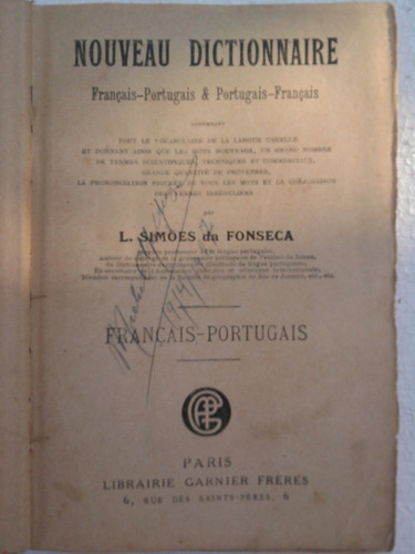 Diccionario Frances-portugues Simoes Da Fonseca (Usado)