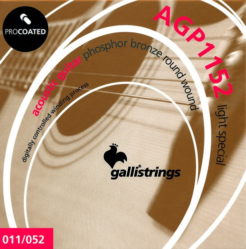 Cuerdas Guitarra Acustica 11 52  Gallistrings Anti Oxidacion