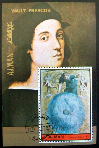 Ajman, Arte Bloque Frescos Bóveda Rafael 1972 Usado L5675