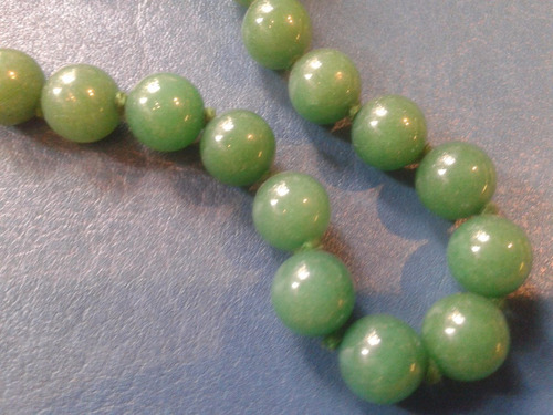 Vintage Collar Jade Imperial Esferas 9 Mm Broche Oro 75 Cm