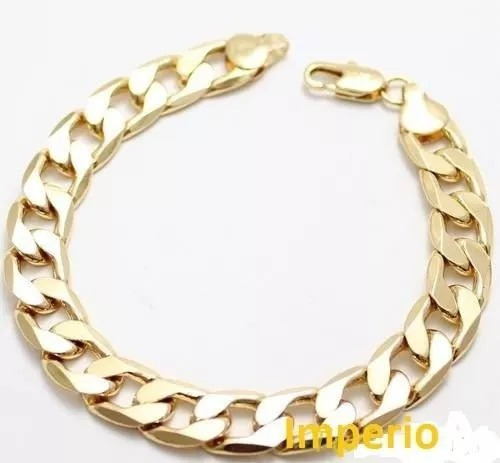 Pulseira Grossa Masculina Dourada Banho De Ouro18k