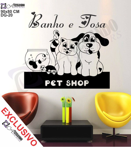 Adesivo Papel Parede Banho Tosa Pet Shop Veterinario +pedido