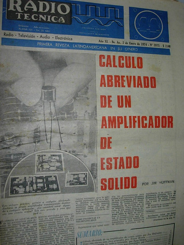 Revista Diario Radio Tecnica 2/1/74 Radio Electronica Audio