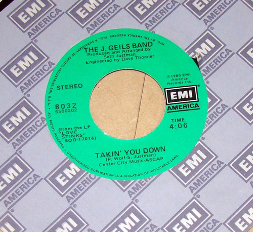 The J Geils Band Takin' You Down / Come Back   / Kktus