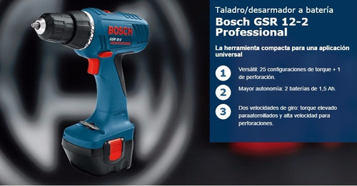 Taladro Inalámbrico Percutor Professional Bosch Gsr 12-2.