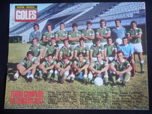 Lámina Ferro Campeón De Tercera 1971 / De Revista Goles