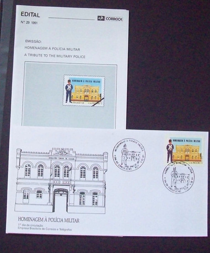 Envelope Fdc + Edital Nº 29 Homenagem Policia Militar 1991