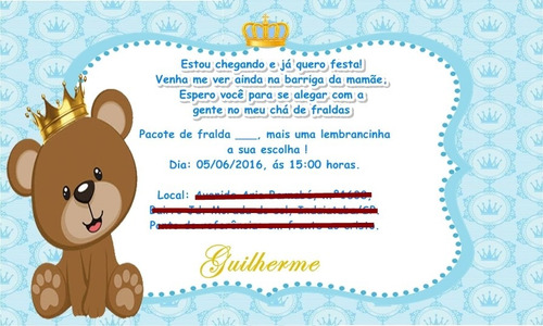 360 Convites Personalizados Chá De Bebê Ou Fraldas