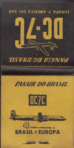 Vintage Caja Fosforos Aerolineas  Panair Do Brasil Avion Dc7